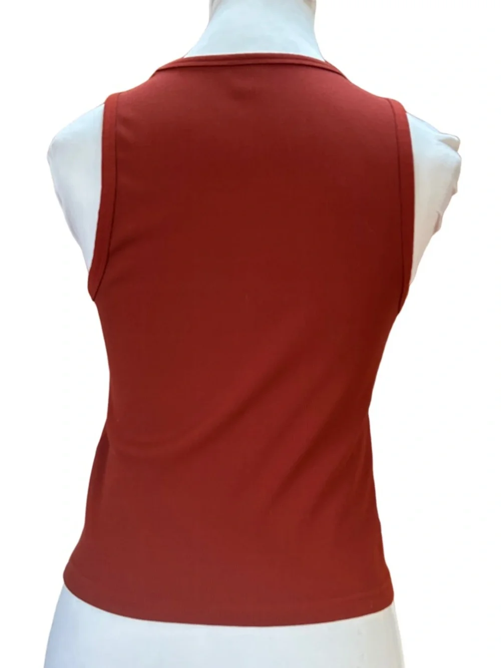 Old Navy Active Ribbed Tank Top Rust Orange Seam Detail Fitted Athleisure Small - Picture 3 of 5